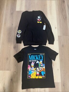 Disney Black Hoodie & Black Tee Set with Colorful Mickey & Friends Artwork